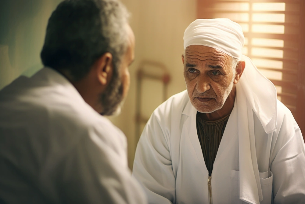 رجل كبير السن يستشير الطبيب