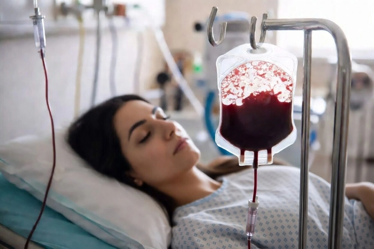 عملية نقل الدم لامرأة