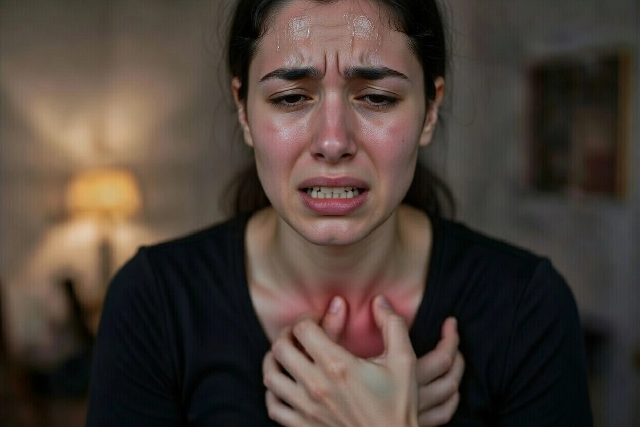 امرأة تعاني من نوبة قلبية
