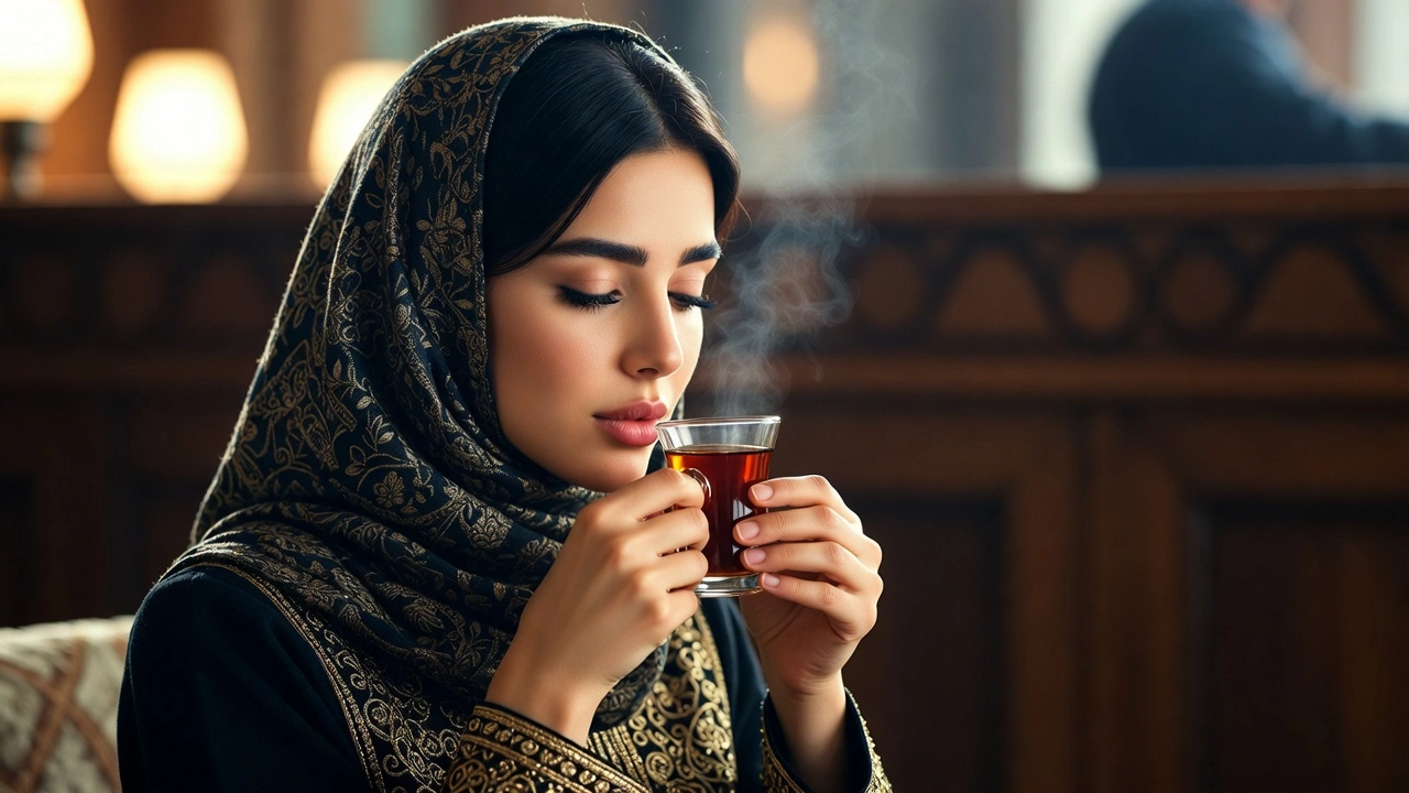 امرأة تشرب شاي اليانسون للحصول على فوائد اليانسون