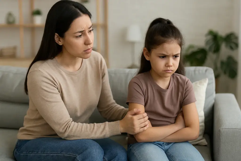 أم قلقة على طفلتها