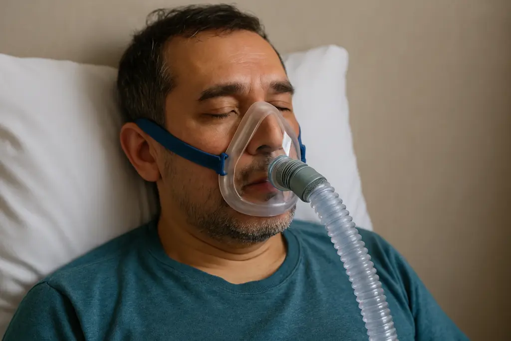 شخص على جهاز التنفس