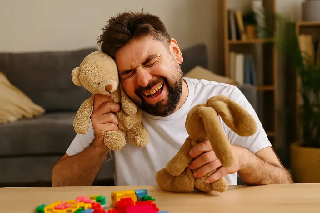رجل بالغ يتصرف بطريقة طفولية
