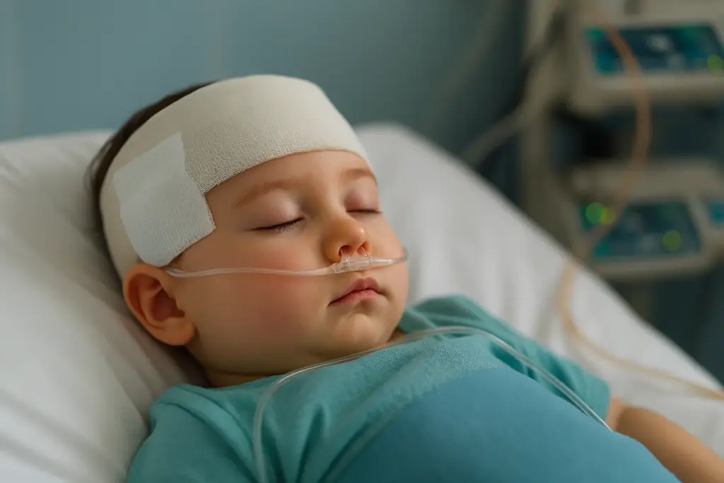 طفل في العناية المركزة مصاب في الرأس