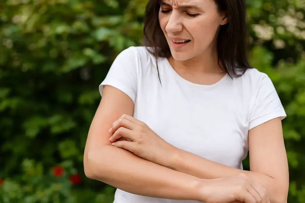 امرأة تعرضت للدغة حشرة