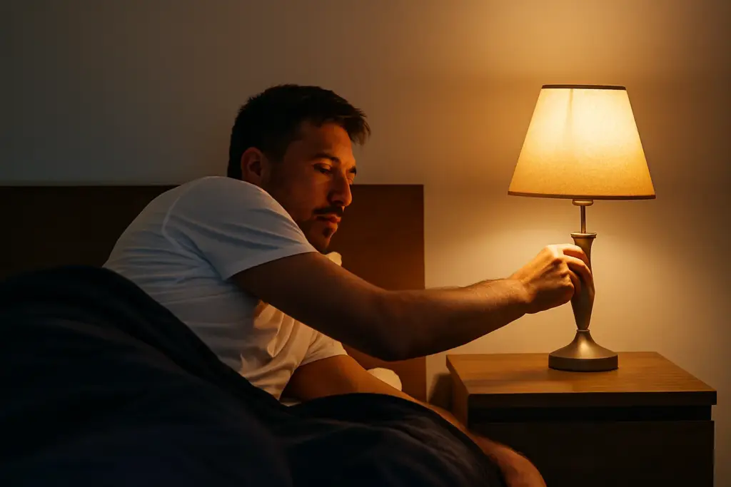 رجل يطفئ الأنوار قبل الخلود إلى النوم