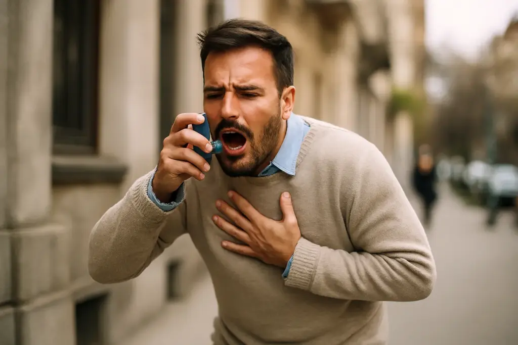 شاب يعاني من نوبة ربو