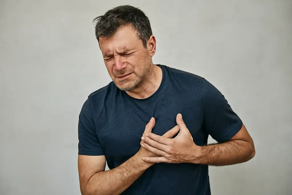 رجل يعاني من ألم الصدر