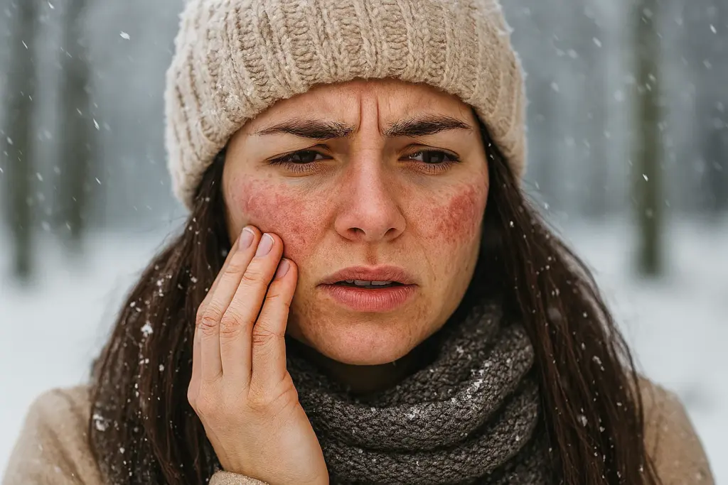 شابة تعاني من جفاف البشرة