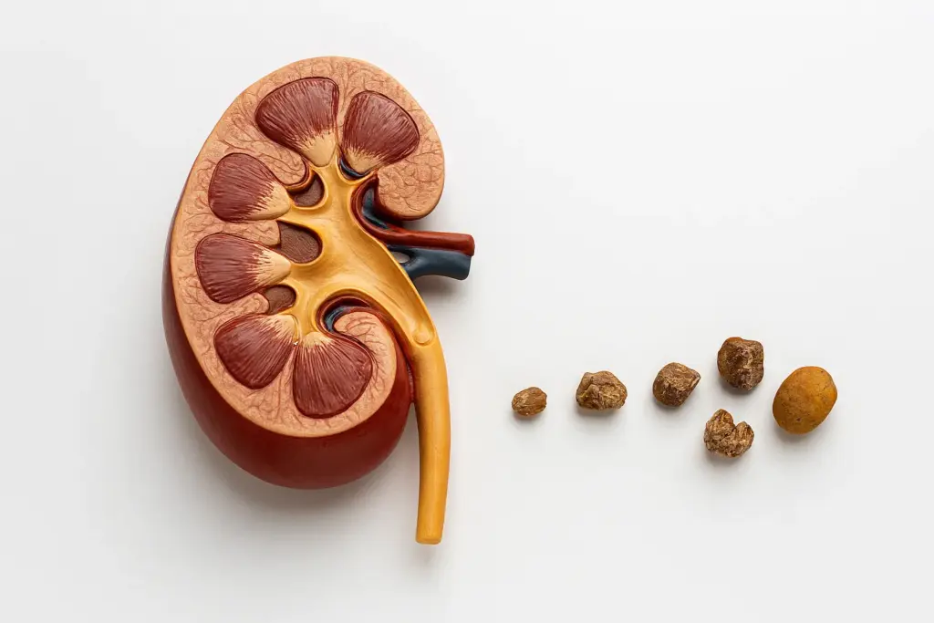 مجسم للكلية مع حصوات الكلى