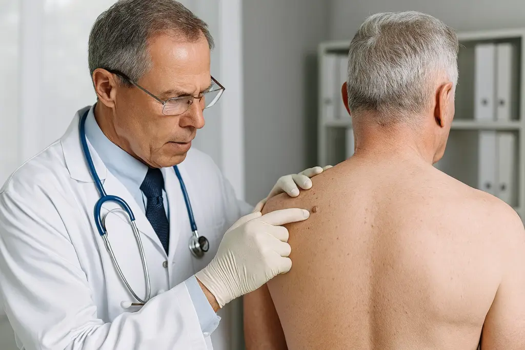 طبيب يفحص جلد مريض