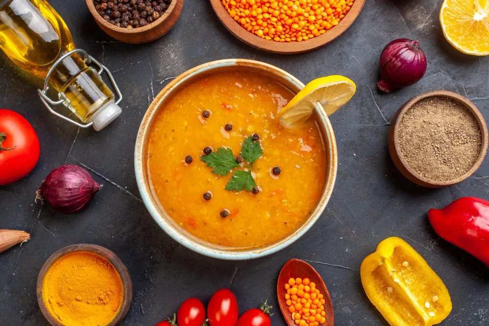 شوربة عدس مع خضروات