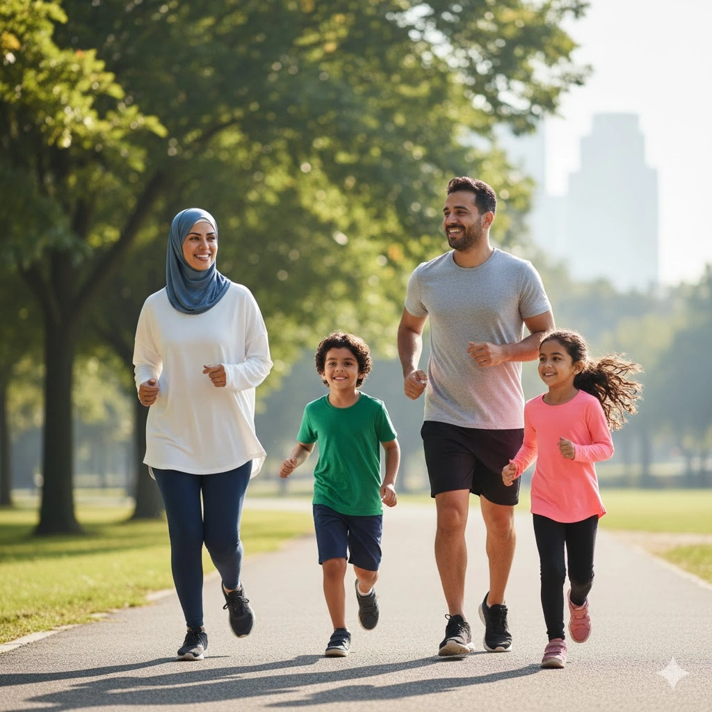 ممارسة الجري أو المشي ضمن أنشطة عائلية مشتركة