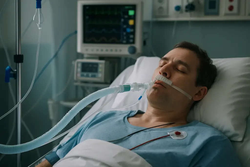 رجل في متوسط العمر يرقد في المستشفى