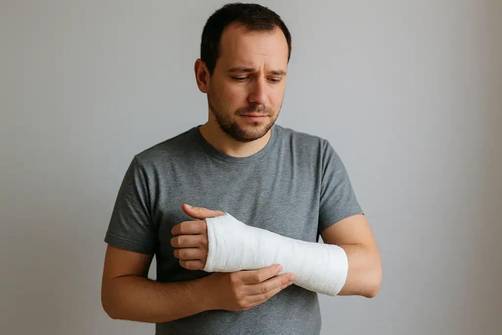 رجل يعاني من كسر في اليد