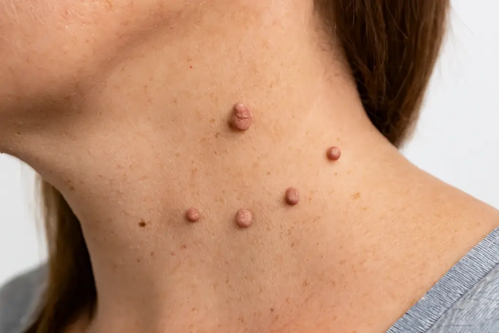 صورة لزوائد جلدية في الرقبة