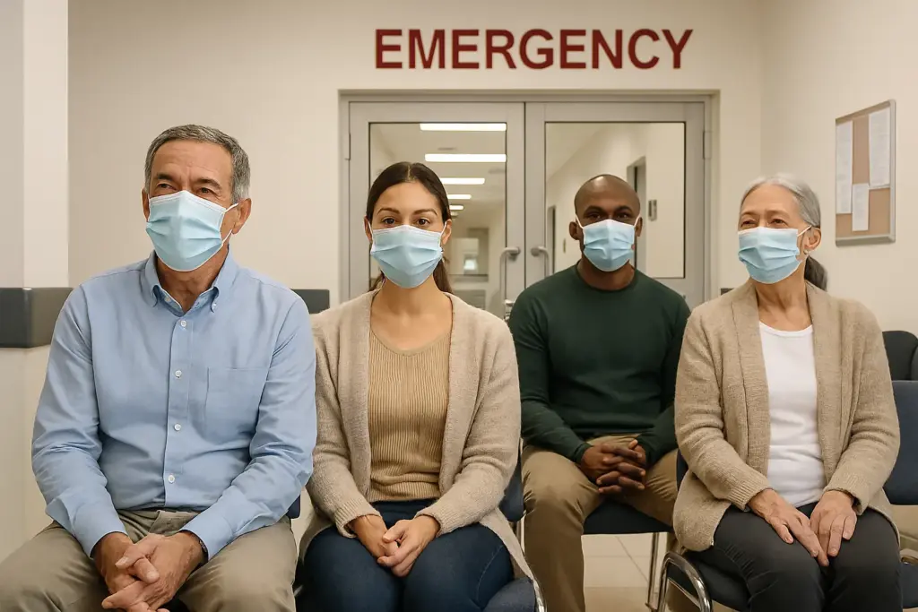مرضى ينتظرون في غرفة الطوارئ