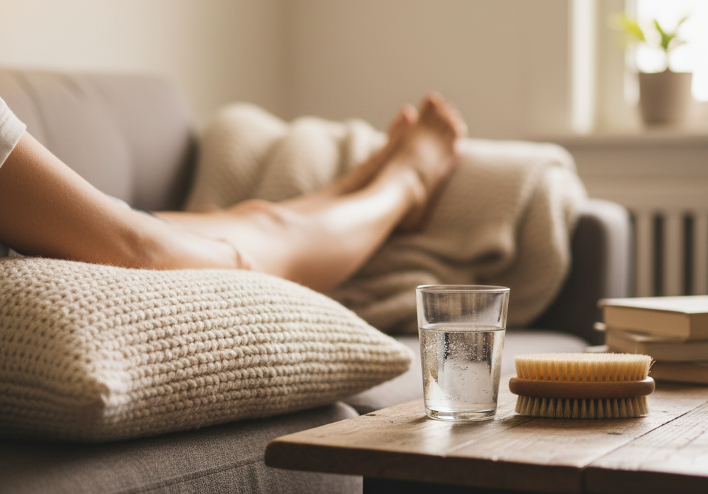 رفع الساقين لبضع دقائق يوميًا لتحسين عودة الدم الوريدي