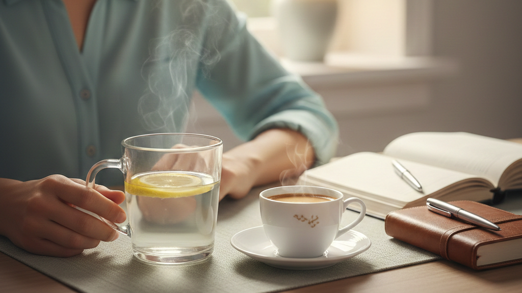 الماء الدافئ مع شرائح الليمون