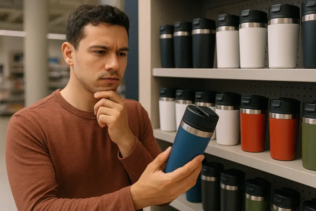 شخص يختار كوب حراري