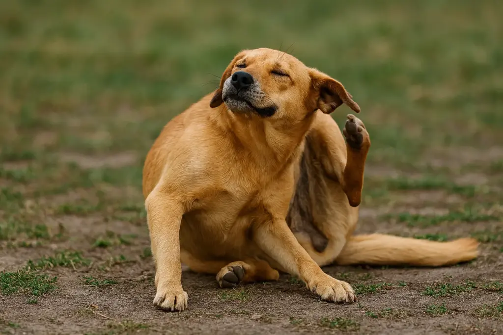 كلب يعاني من الحكة