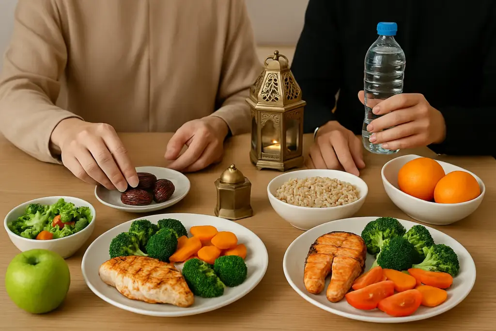 عئلة تفطر في رمضان وجبة متوازنة