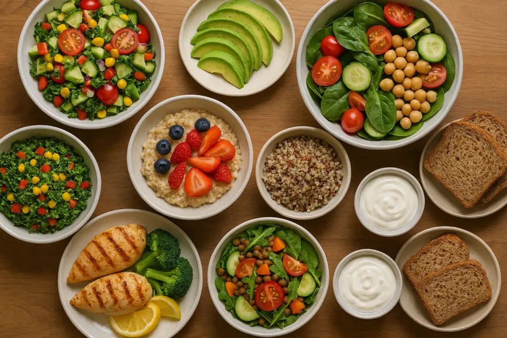مجموعة من الأطباق الصحية