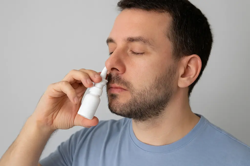 شخص يستخدم بخاخ الأنف