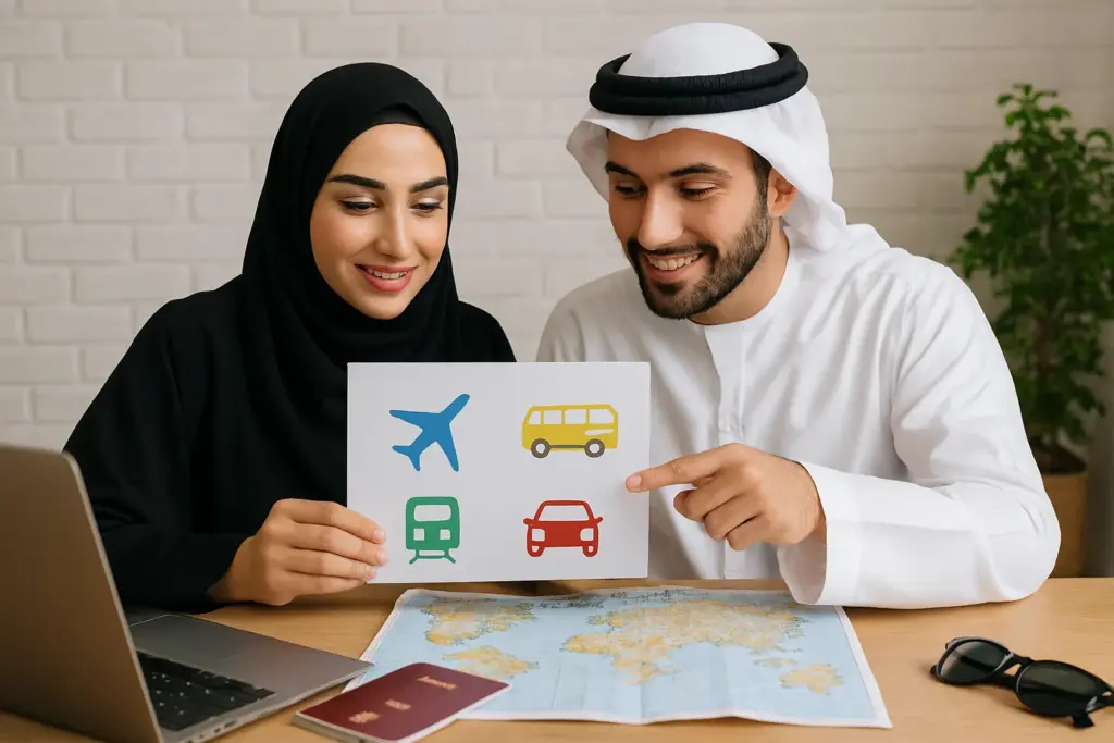 زوجان يخططان للسفر