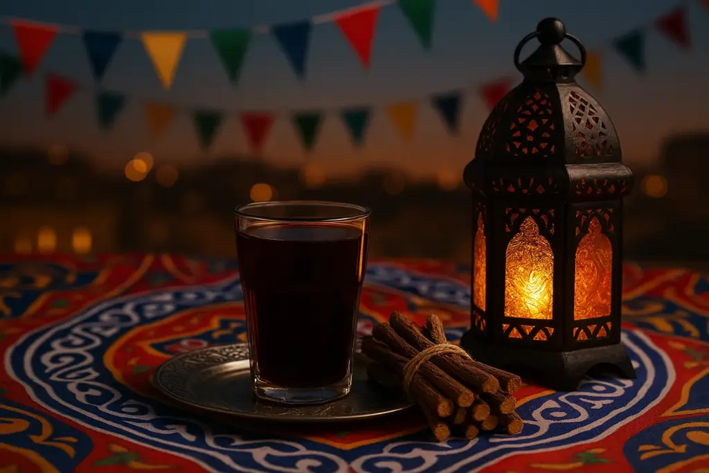 مشروب العرقسوس مع فانوس رمضان