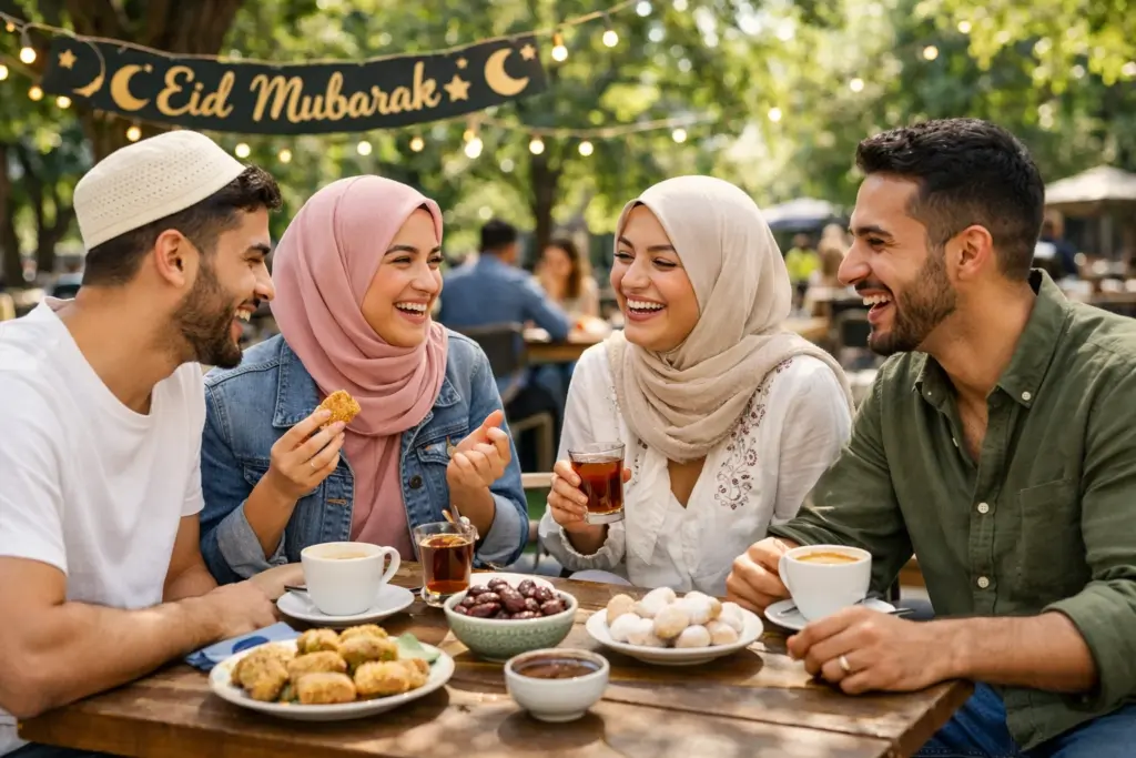 الاحتفال بالعيد مع الأصدقاء
