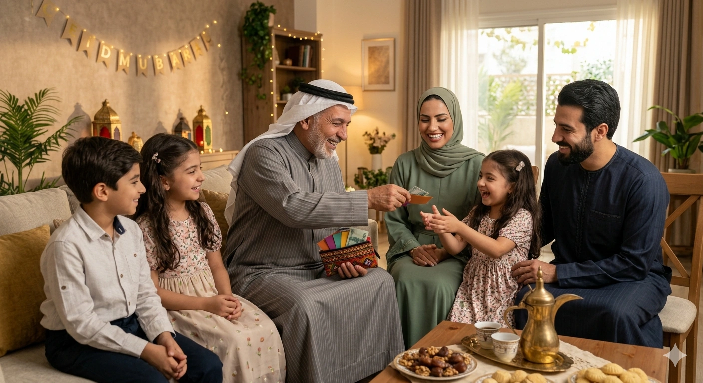 مشاركة العيدية مع الأطفال