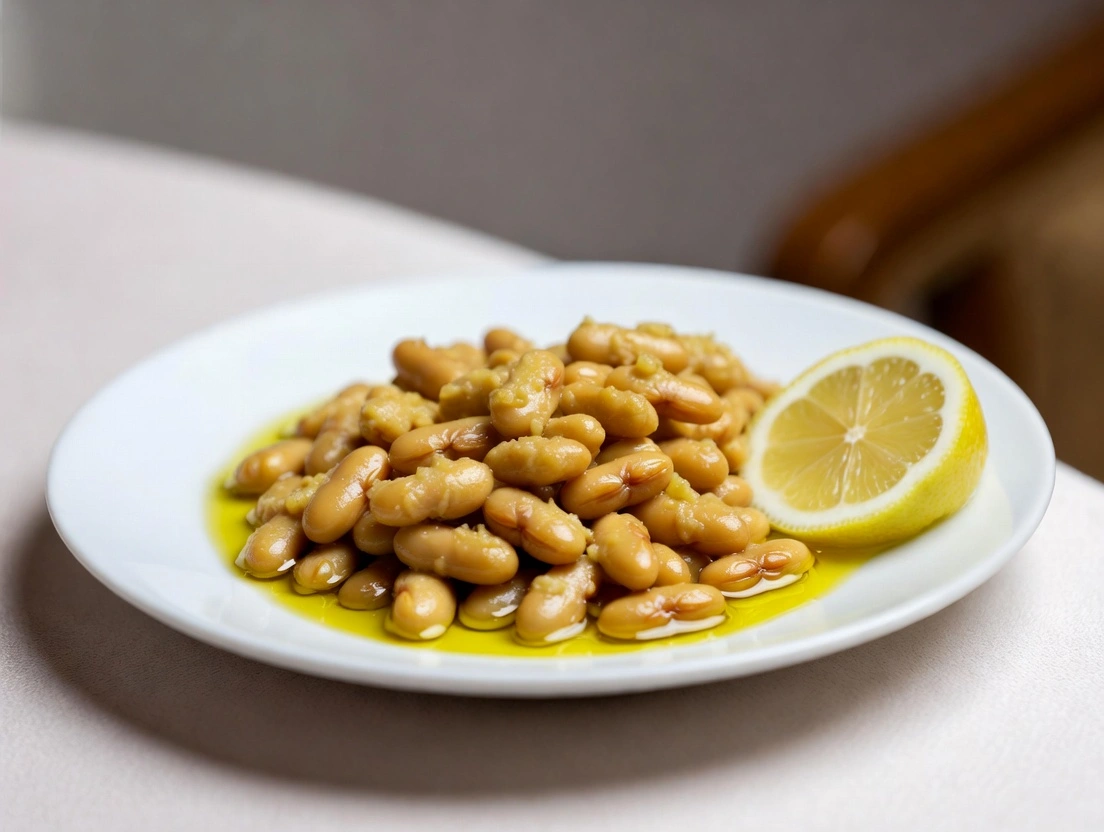 طبق فول بالزيت والليمون