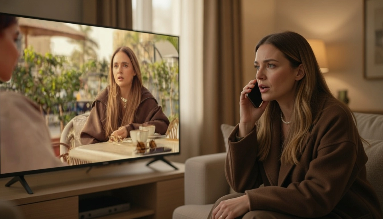 امرأة تشاهد مسلسل على قد الحب
