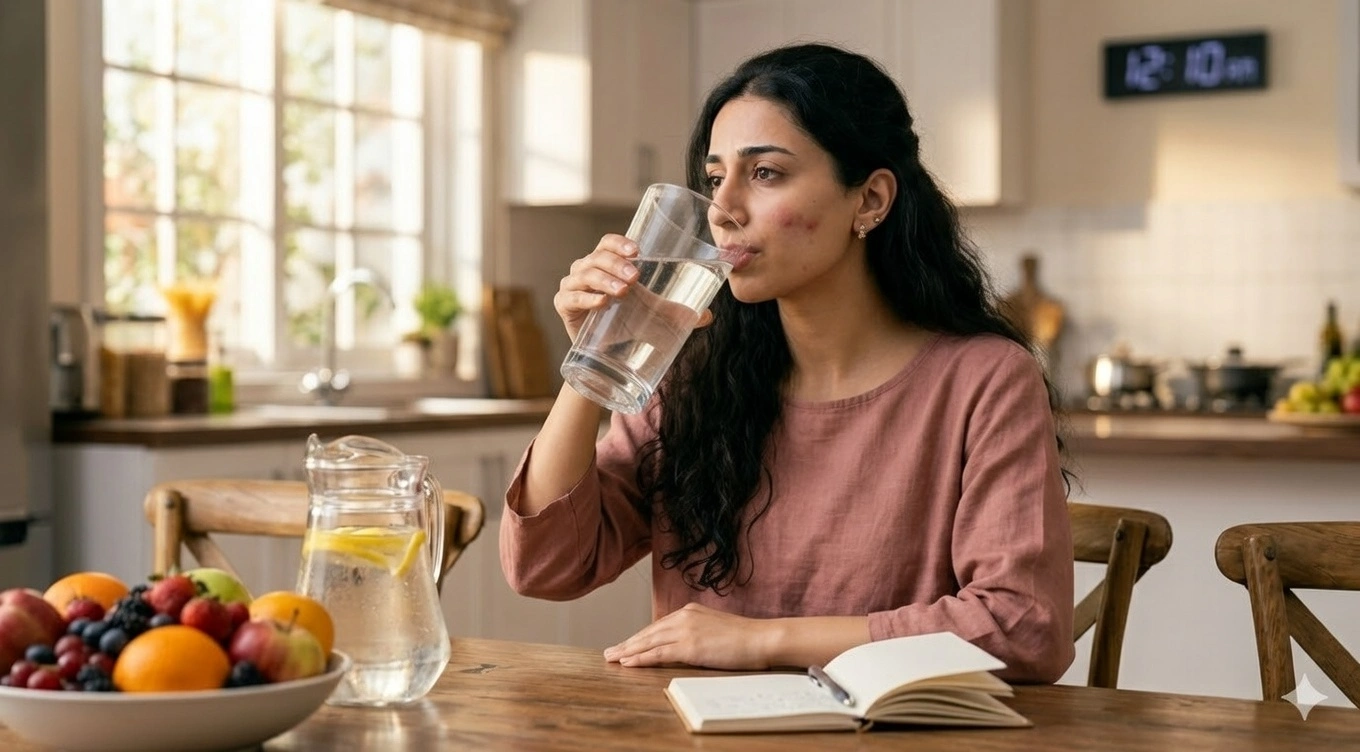 امرأة تشرب الماء