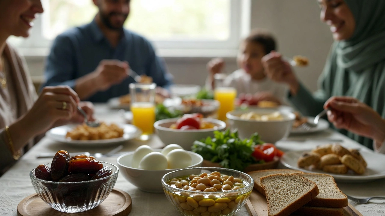 عائلة تتناول أطعمة خفيفة بعد رمضان