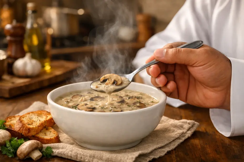 طبق من شوربة الفطر