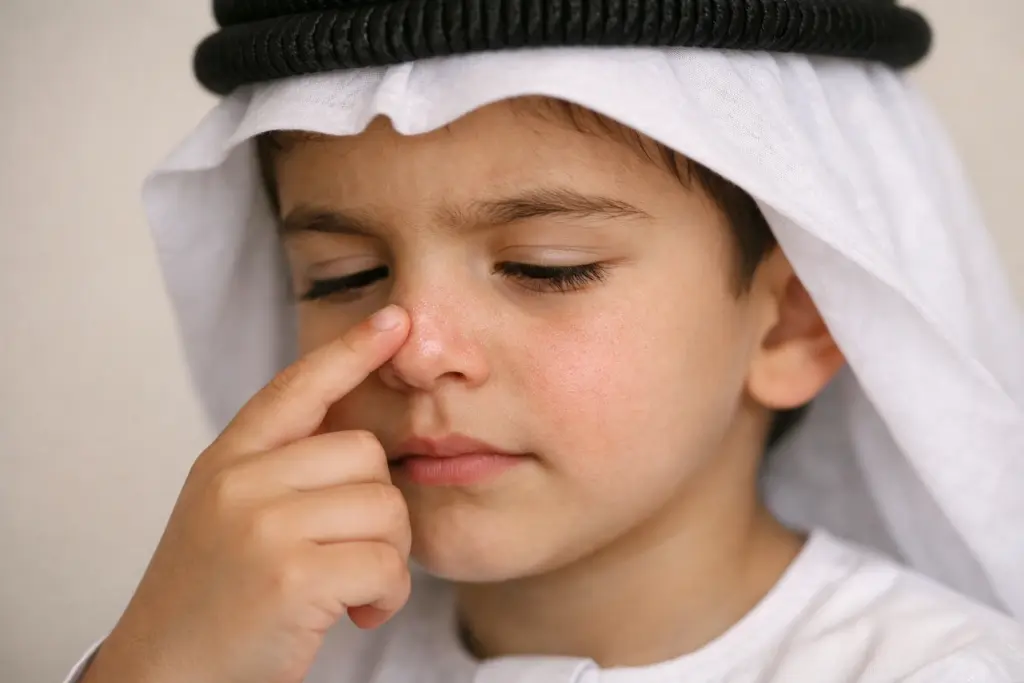 طفل يعاني من جفاف الأنف