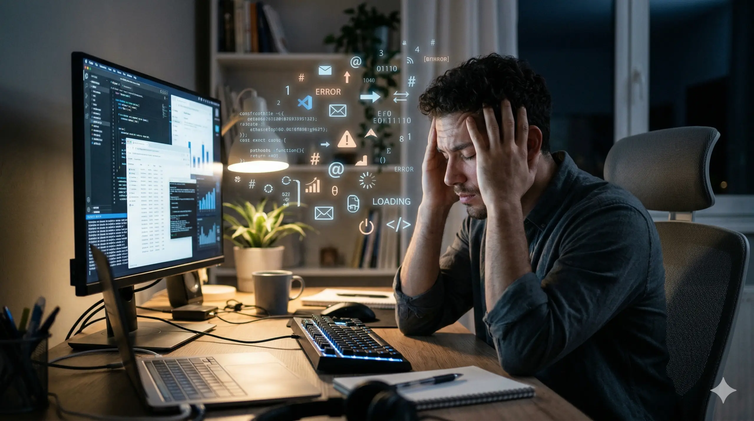 شخص يعاني من إجهاد العمل أونلاين