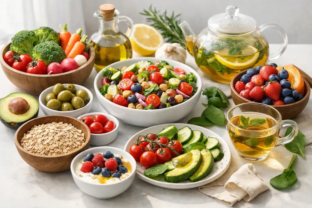 مجموعة من الأطعمة والاطباق الصحية