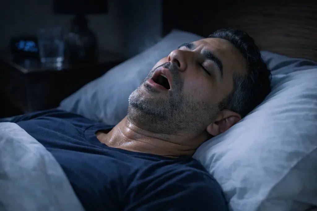 شخص يعاني من صعوبة التنفس أثناء النوم