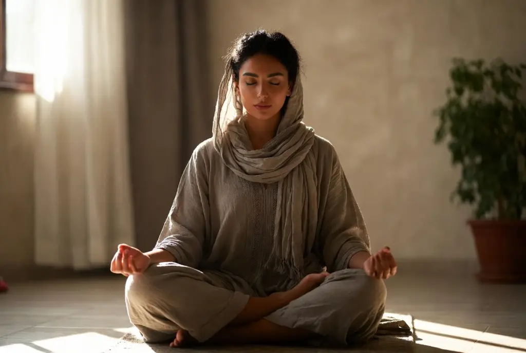 امرأة شابة تمارين تمرين التأمل