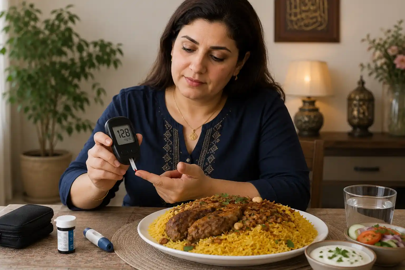 مريض السكري في عيد الأضحى: كيف تتناول الكبسة واللحم دون ارتفاع السكر؟