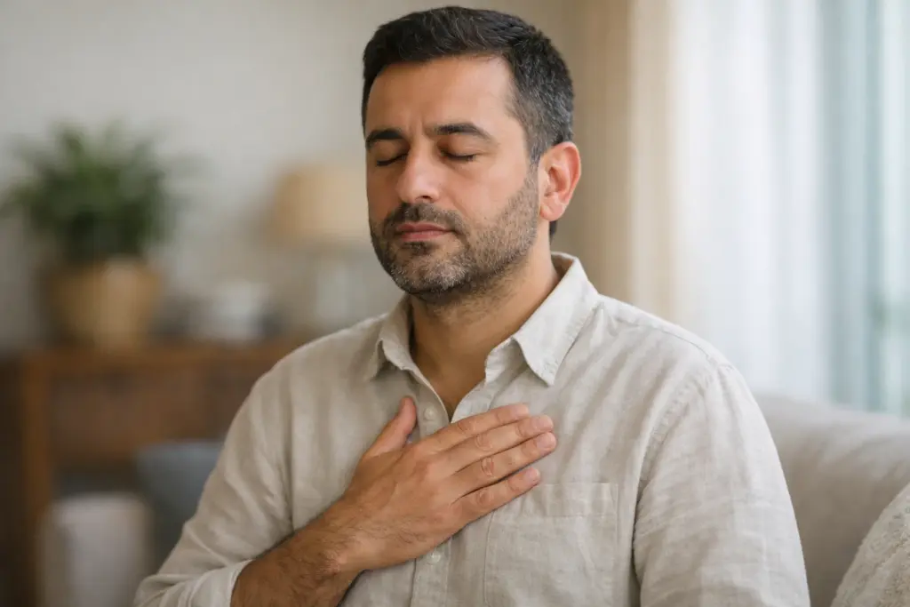 شخص يعاني من ألم في الصدر