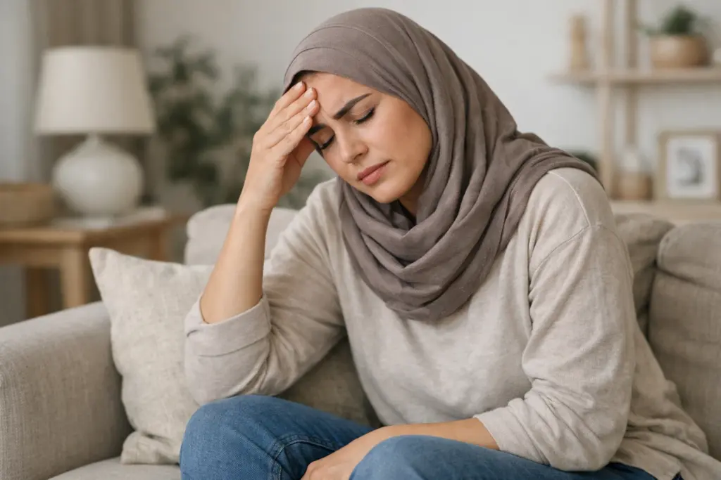 امرأة تعاني من الصداغ