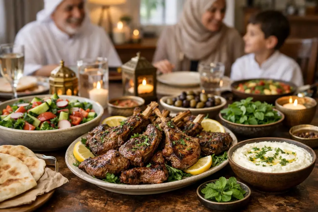 عائلة مجتمعة على سفرى الطعام