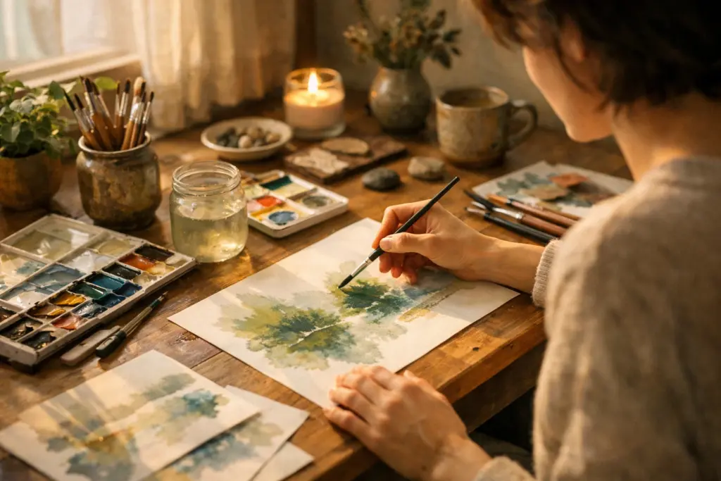 شابة ترسم