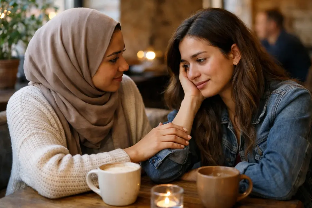 امرأة تدعم صديقتها