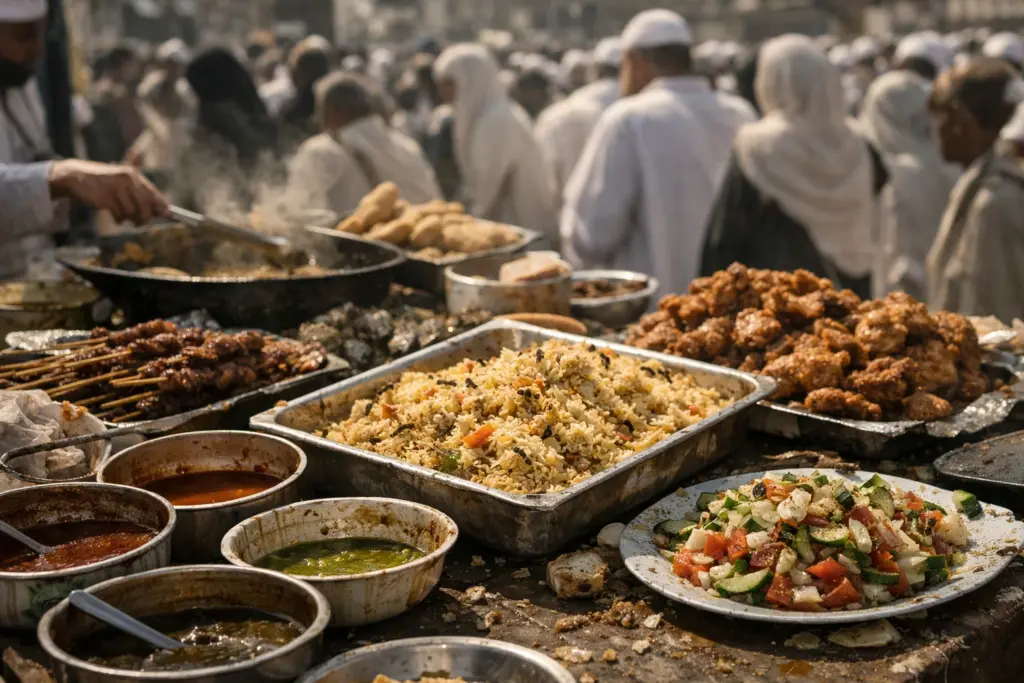 مجموعة من الأطعمة المكشوفة