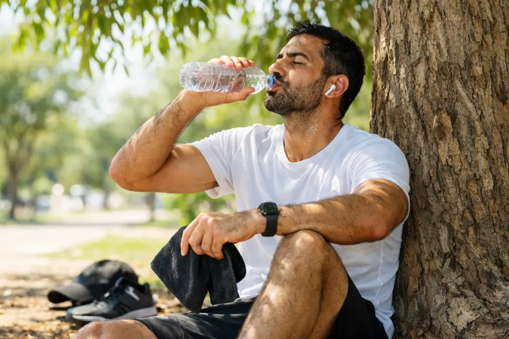 رجل يشرب الماء